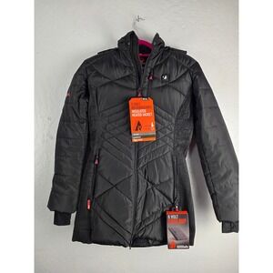 ActionHeat Women SM 5V Rechargeable Insulated Heated Jacket Black w Power Bank